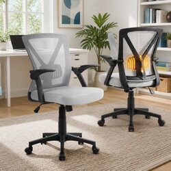 Ergonomic Mid Back Grey Mesh Office Chair with Lumbar Support