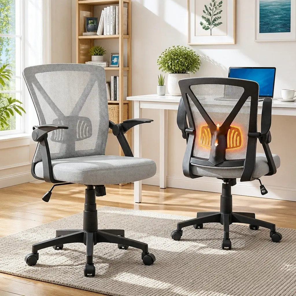 Ergonomic Mid Back Grey Mesh Office Chair with Lumbar Support