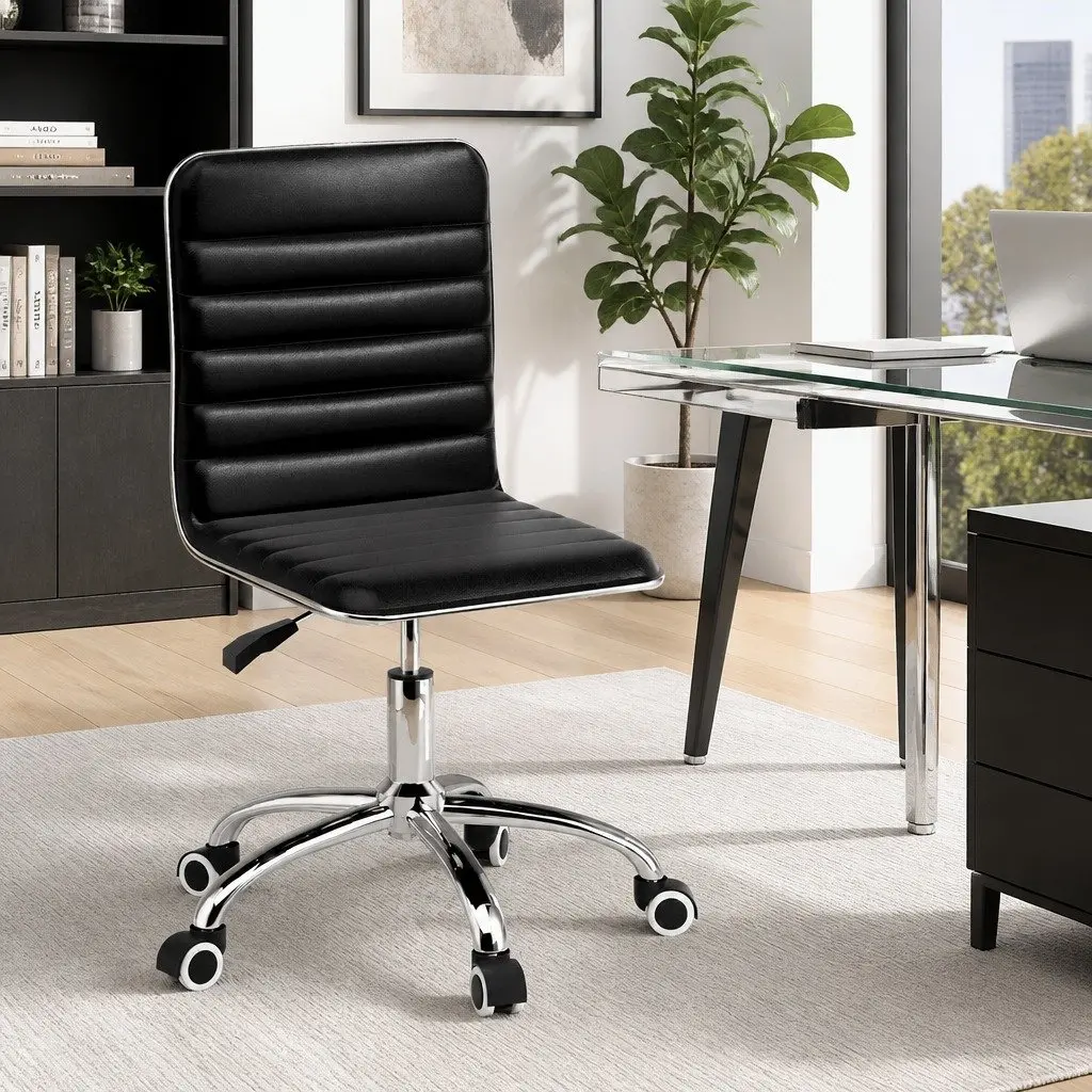 Office Chair PU Leather Low Back Black