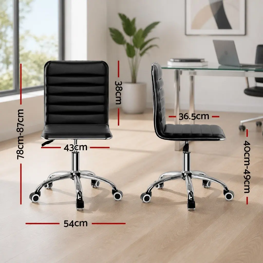 Office Chair PU Leather Low Back Black