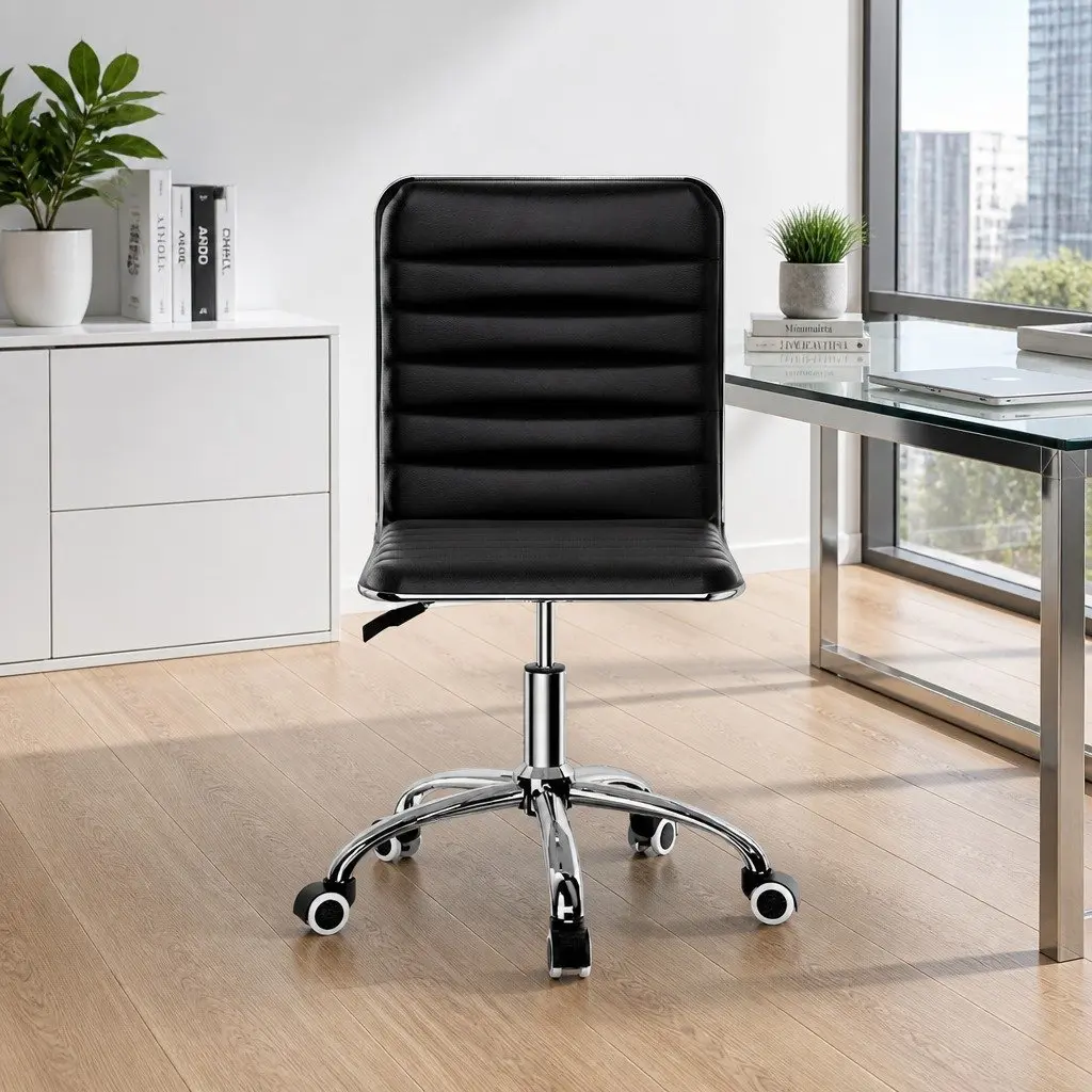 Office Chair PU Leather Low Back Black