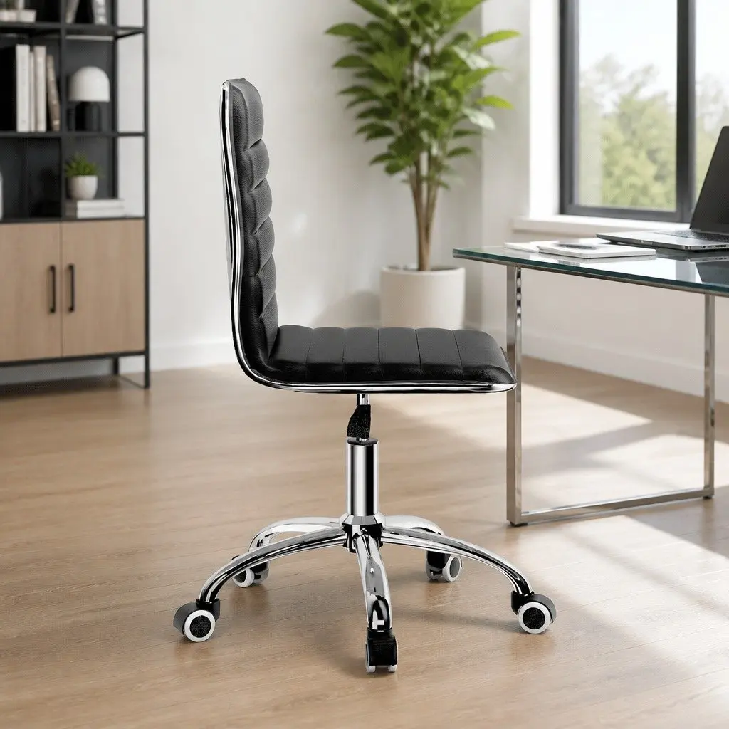Office Chair PU Leather Low Back Black