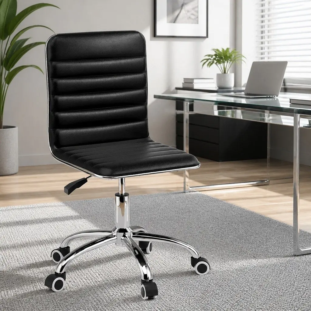 Office Chair PU Leather Low Back Black