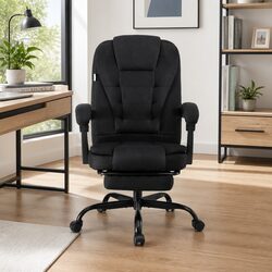 High-Back Executive Office Chair with Footrest in Black