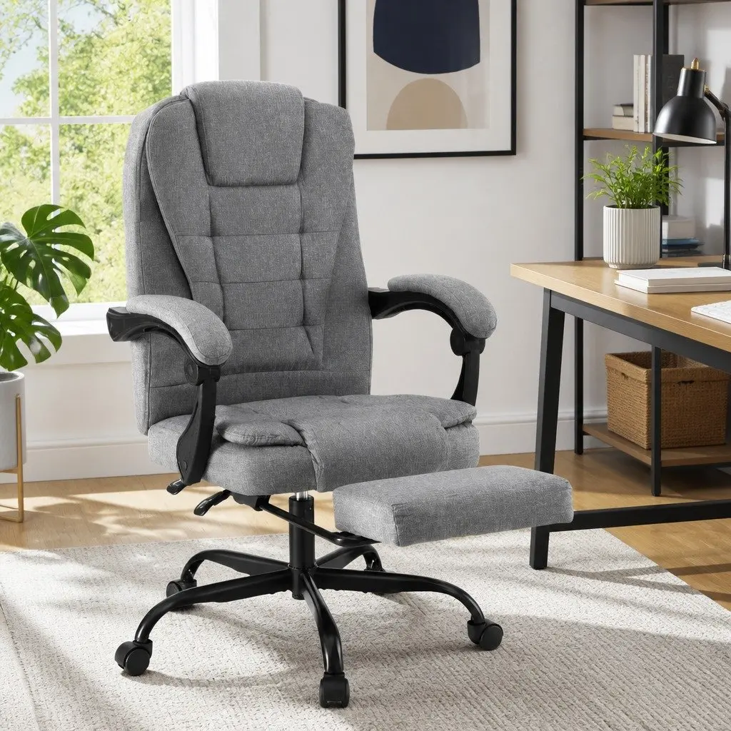 Office Chair Fabric High Back Grey