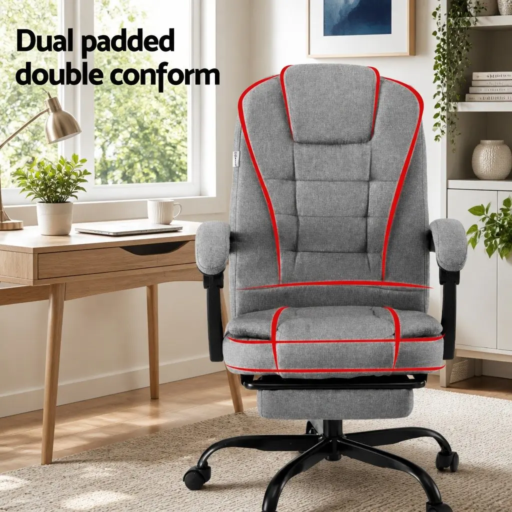 Office Chair Fabric High Back Grey
