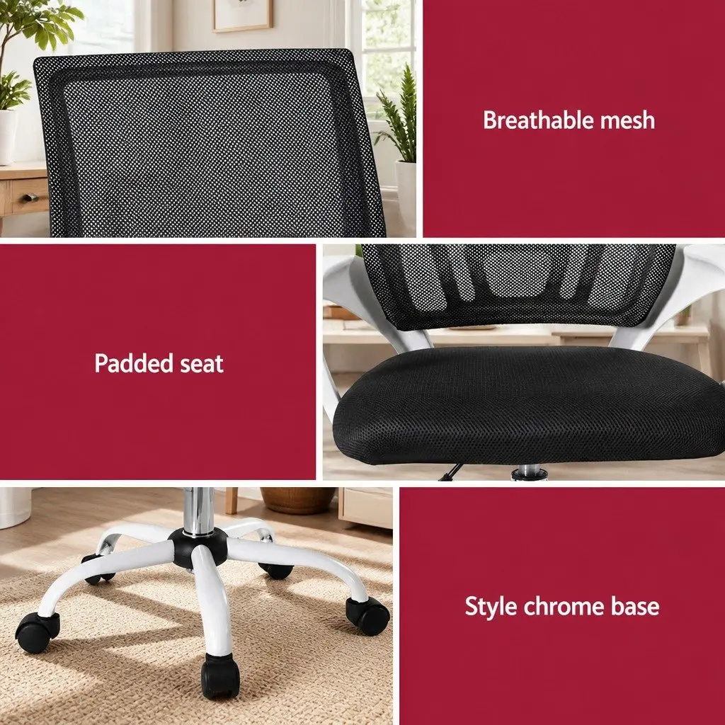 White Mesh Office Chairs with Lumbar Support x2