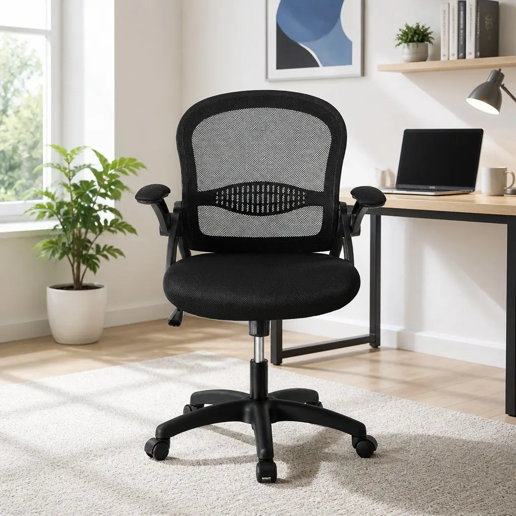 Mesh Office Chair Black Mid Back Computer Gaming Desk Work Study Adjustable