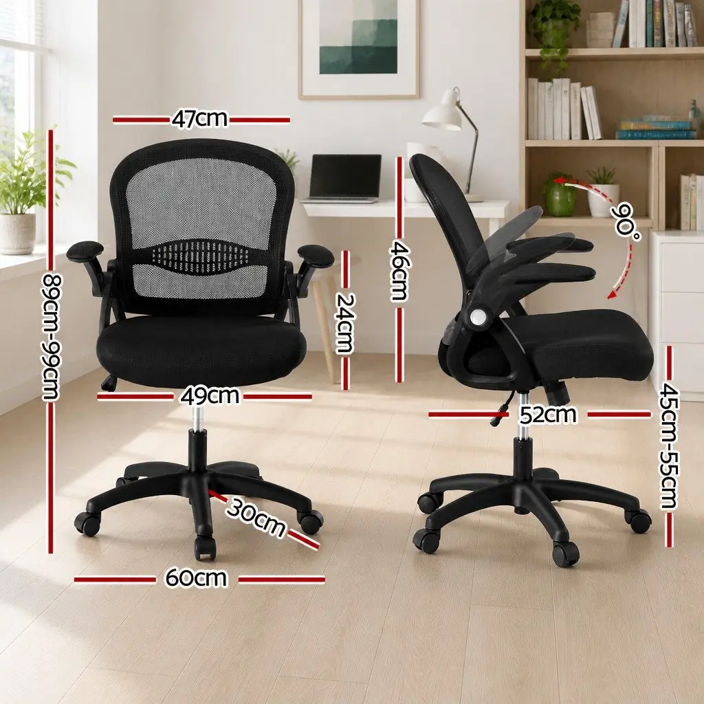 Mesh Office Chair Black Mid Back Adjustable Height Rotating Seat Tilt Functionality