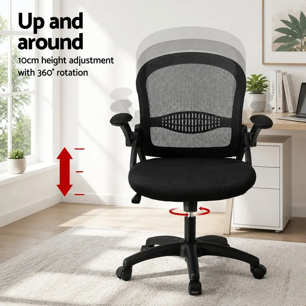 Mesh Office Chair Black Mid Back Adjustable Height Rotating Seat Tilt Functionality