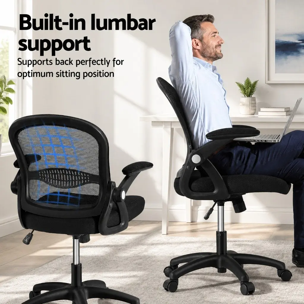 Mesh Office Chair Black Mid Back Adjustable Height Rotating Seat Tilt Functionality