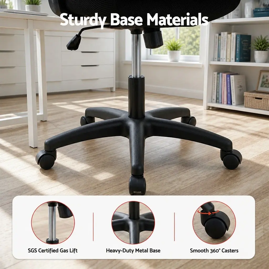 Mesh Office Chair Black Mid Back Adjustable Height Rotating Seat Tilt Functionality