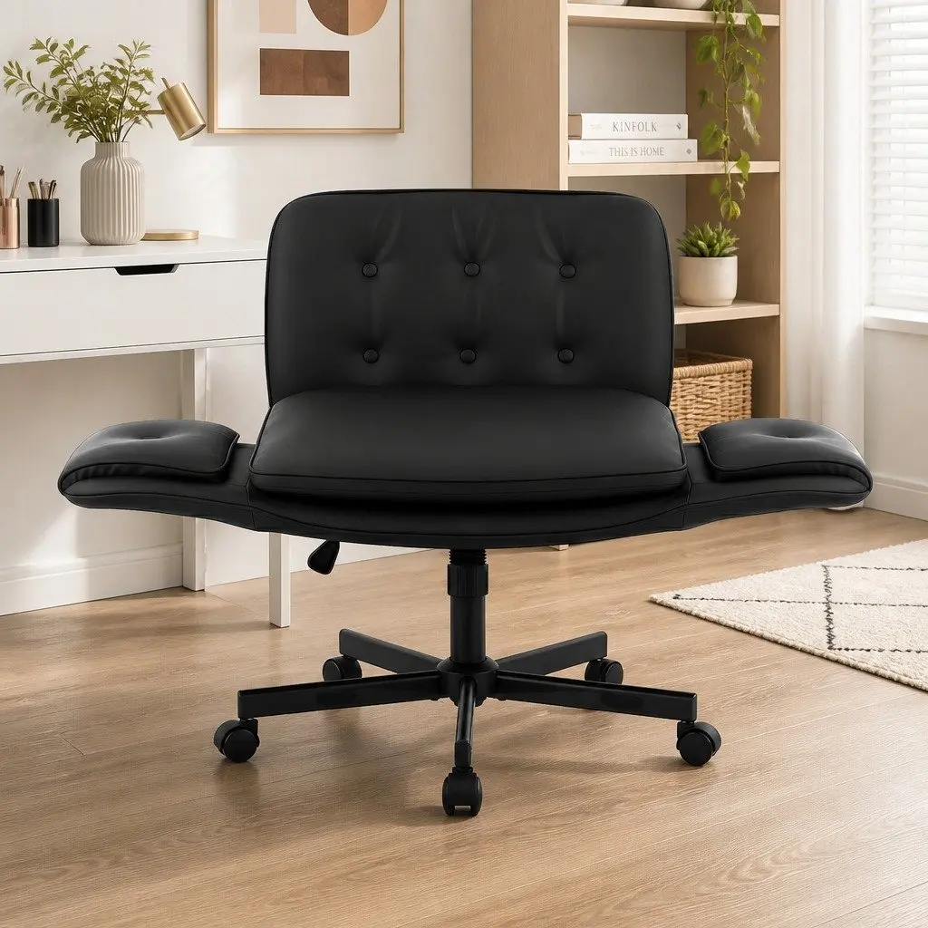 Office Chair PU Leather Adjustable Height Black