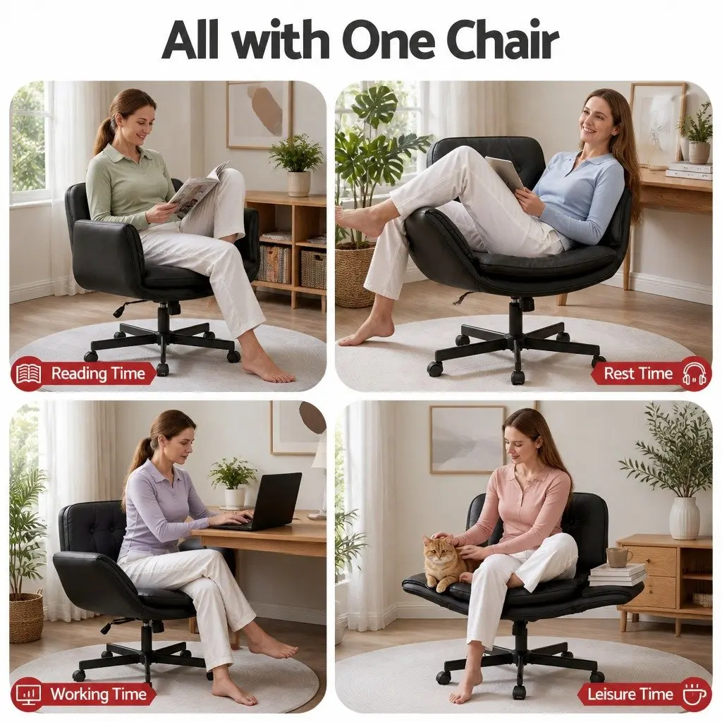 Office Chair PU Leather Adjustable Height Black