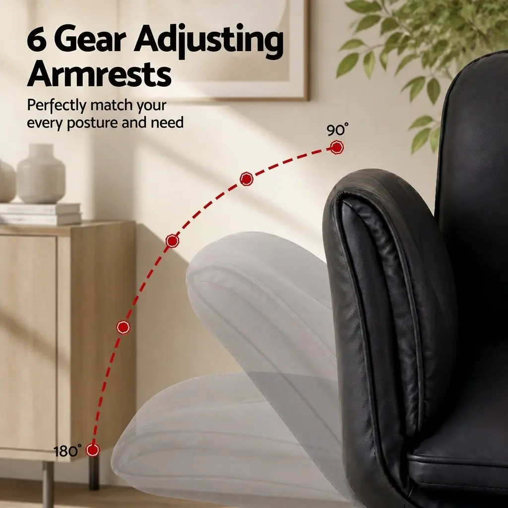 Office Chair PU Leather Adjustable Height Black