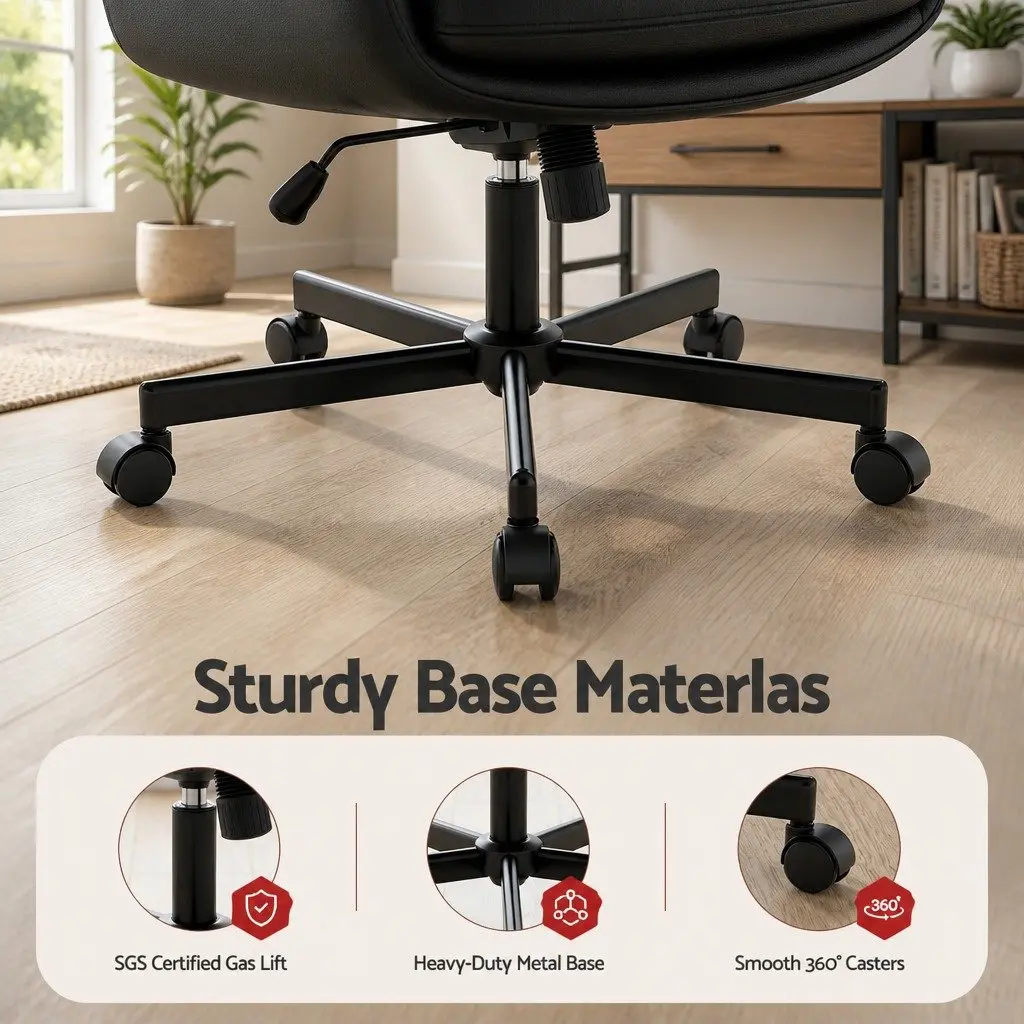 Office Chair PU Leather Adjustable Height Black