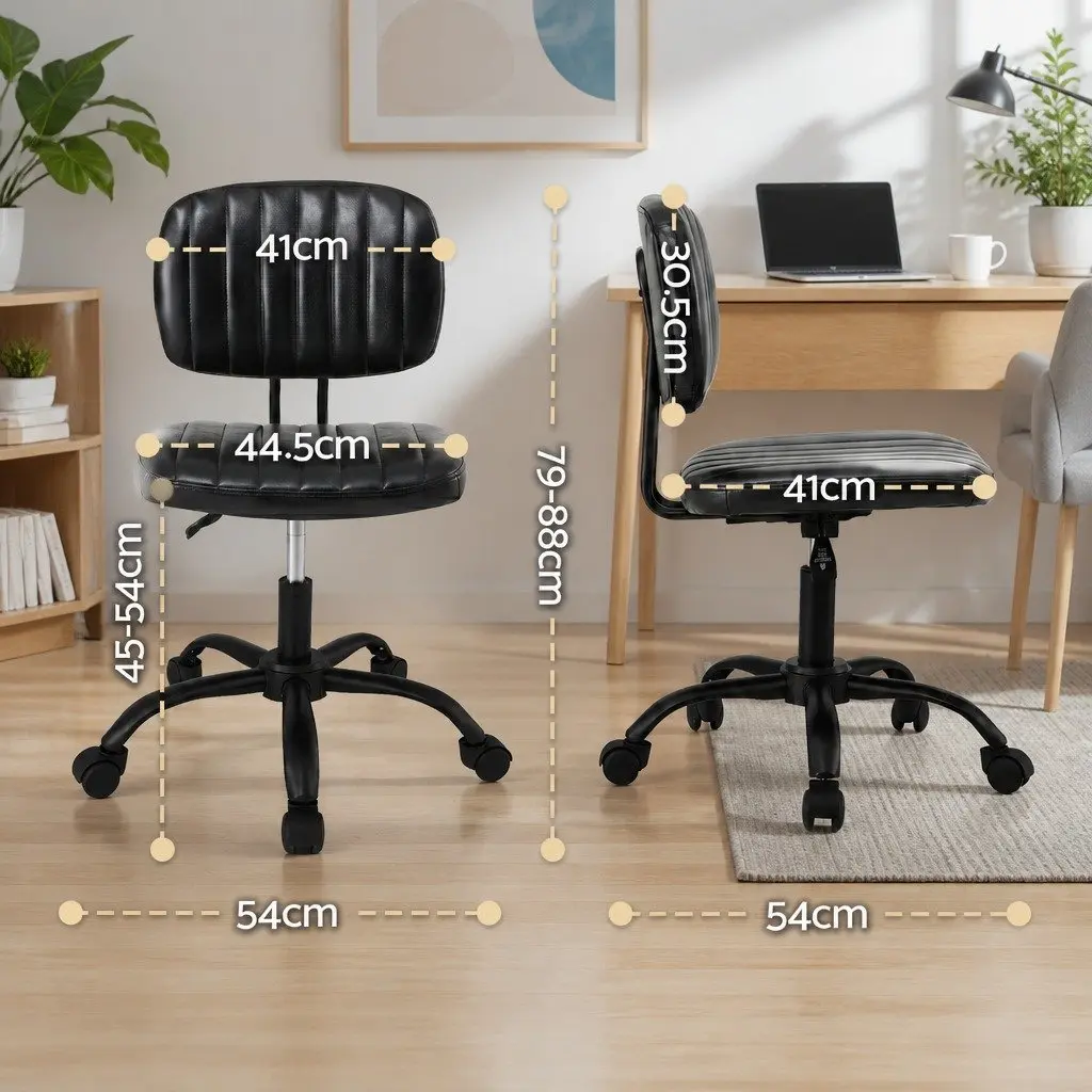 Height Adjustable Armless Office Chair with 360° Swivel