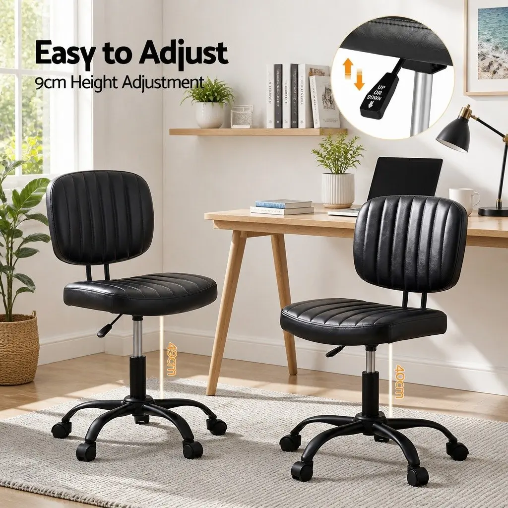 Height Adjustable Armless Office Chair with 360° Swivel