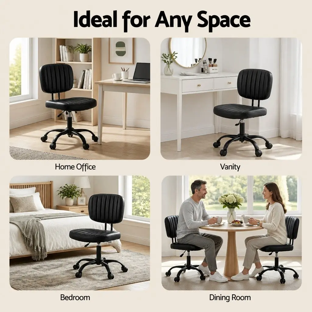 Height Adjustable Armless Office Chair with 360° Swivel