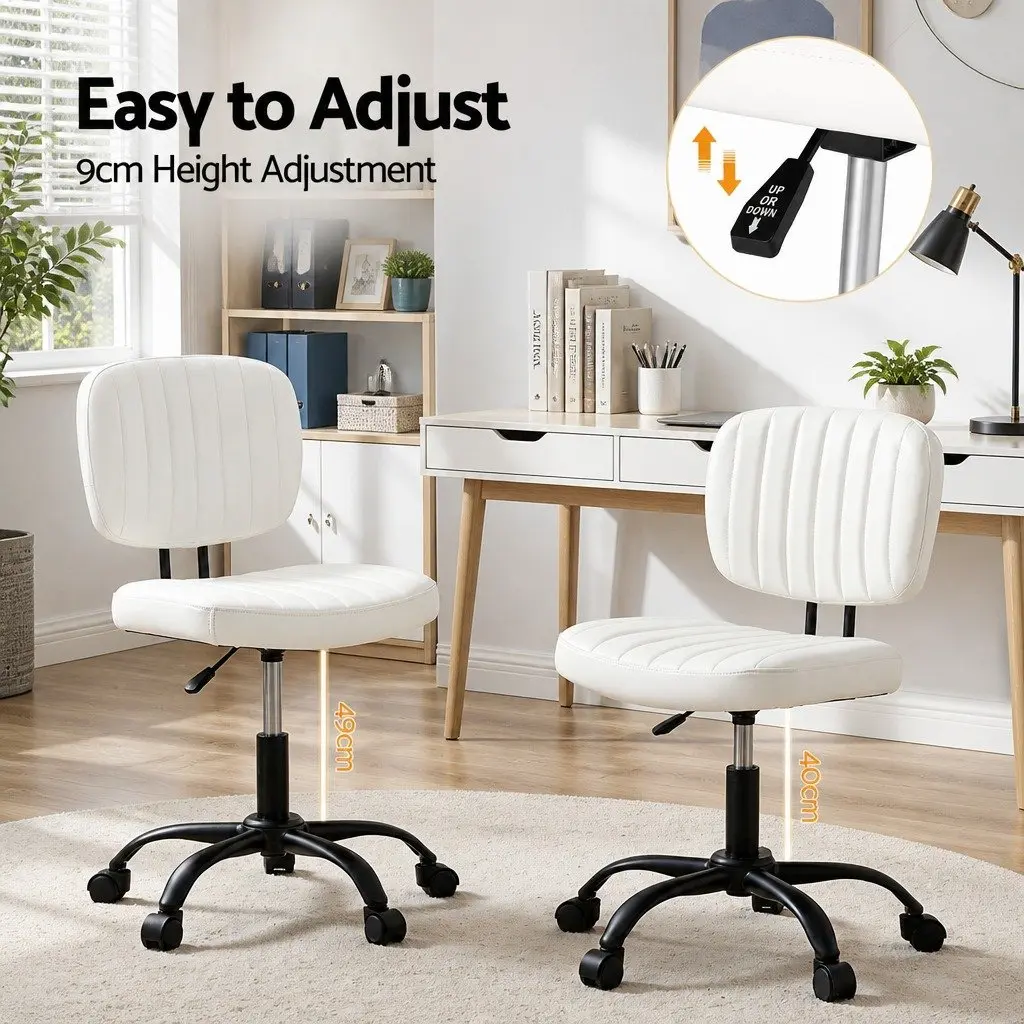 Armless Office Chair with Wheels and Swivel Function
