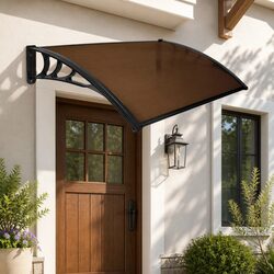 Brown Curved Window Door Awning 1M x 1.5M Shade