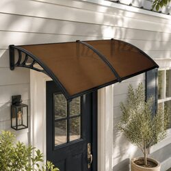 Durable Window Door Awning 1M x 2.4M Brown PC Panel