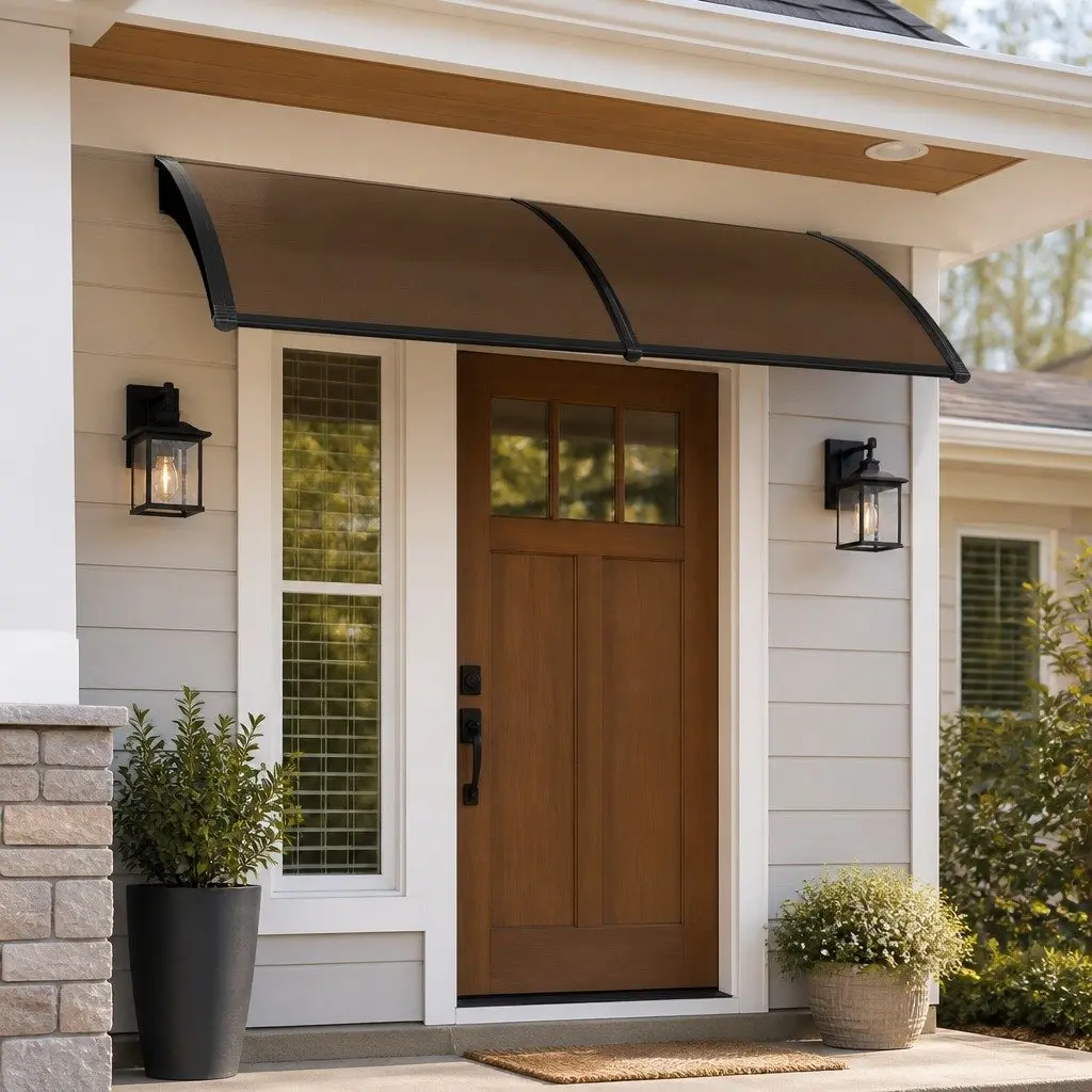 Window Door Awning 1M x 2.4M Brown PC Panel