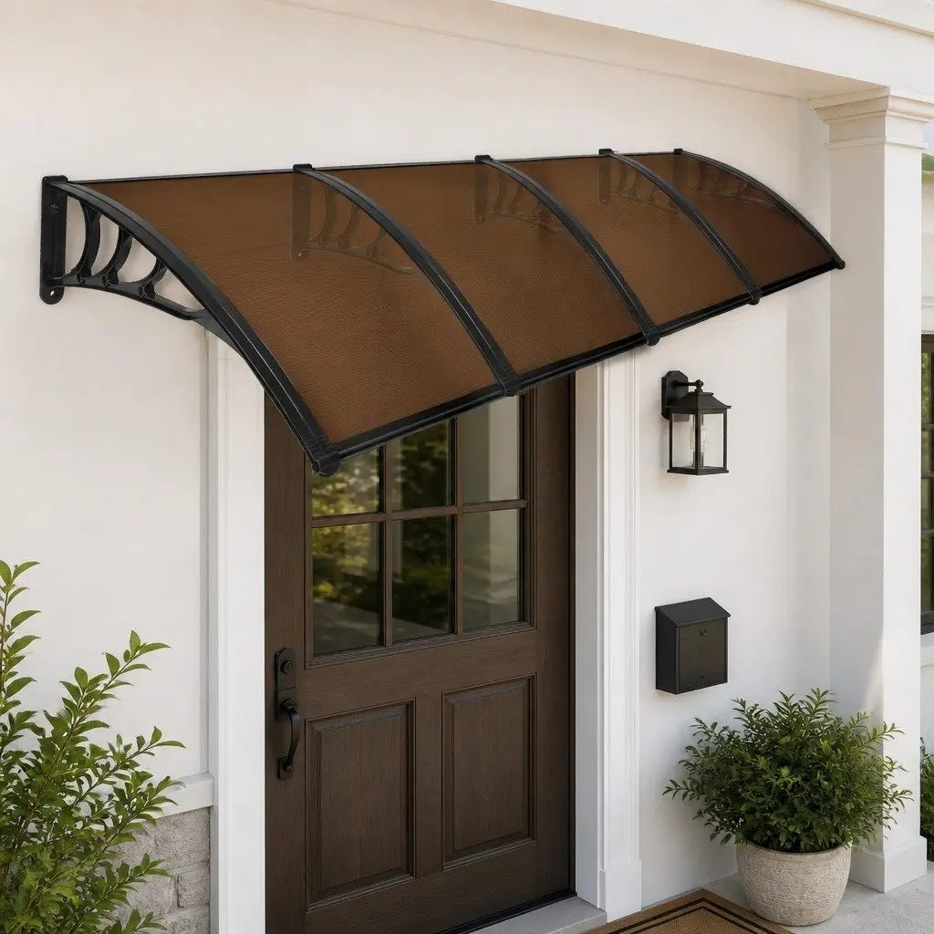 Window Door Awning Outdoor Shade PC ABS Aluminium 1M x 4M Brown