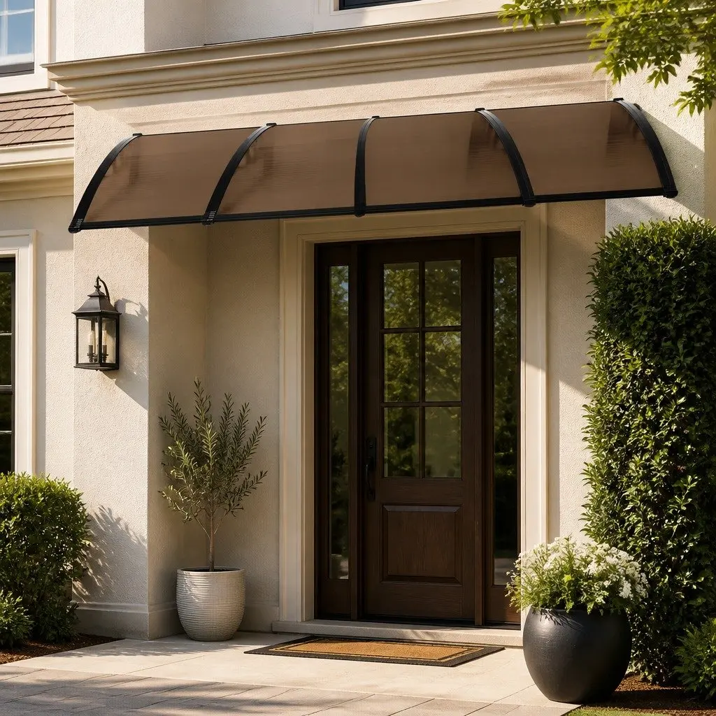 Window Door Awning Outdoor Shade PC ABS Aluminium 1M x 4M Brown