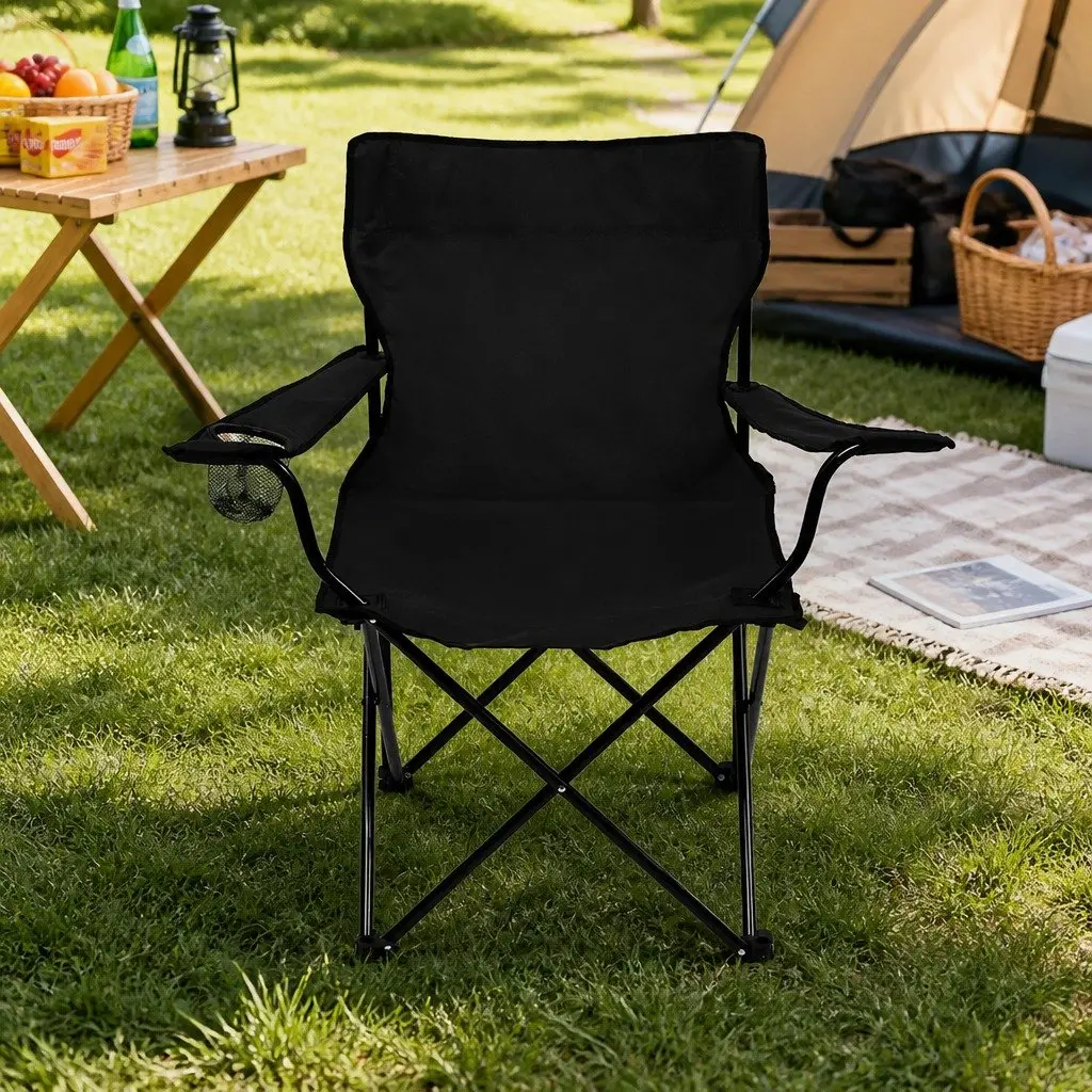 Camping Chair Steel 50cm x 50cm x 80cm Black