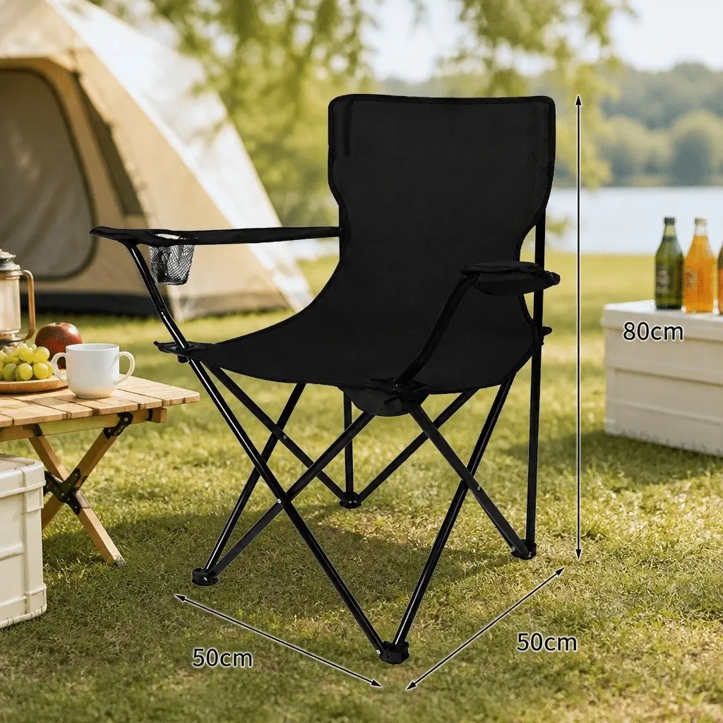 Camping Chair Steel 50cm x 50cm x 80cm Black