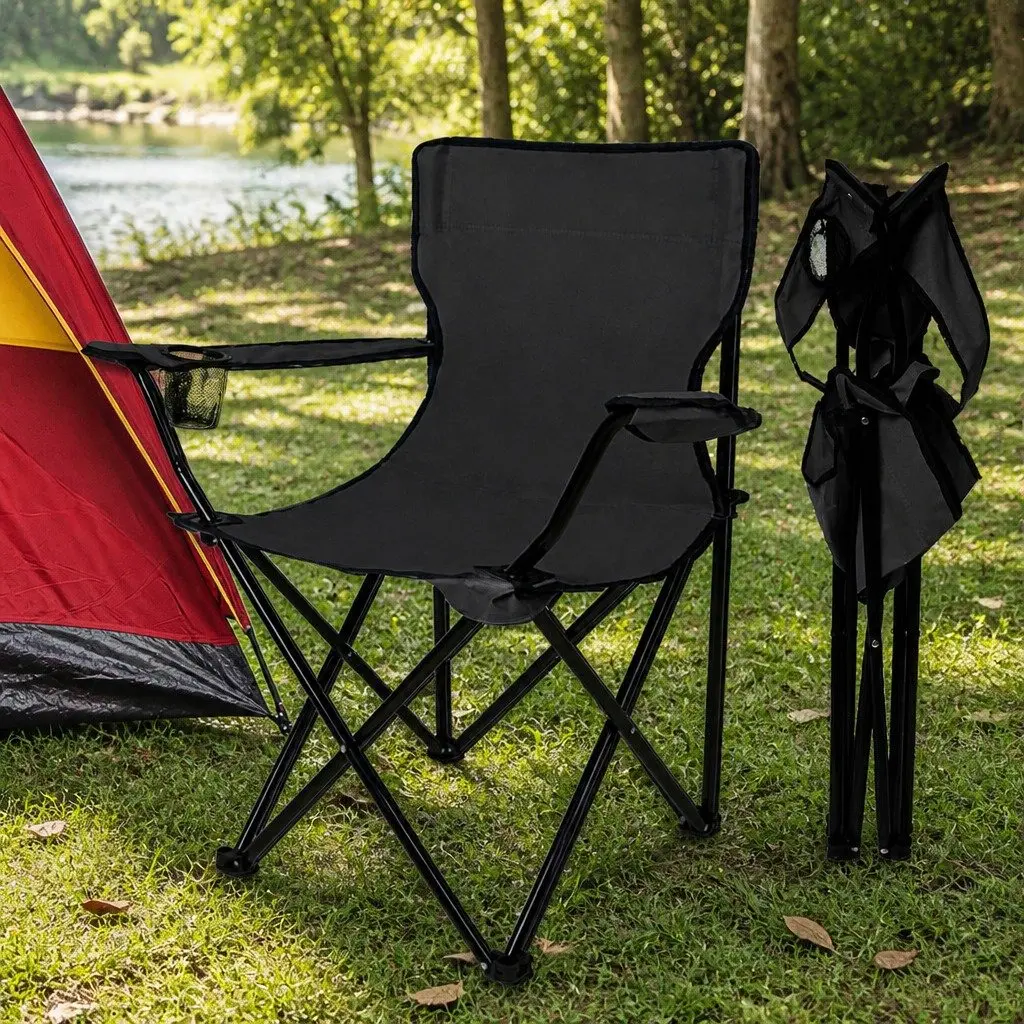 Camping Chair Steel 50cm x 50cm x 80cm Black