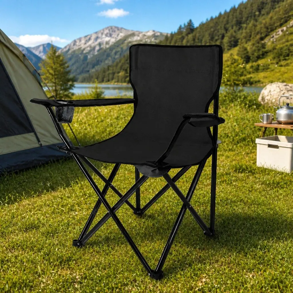 Camping Chair Steel 50cm x 50cm x 80cm Black
