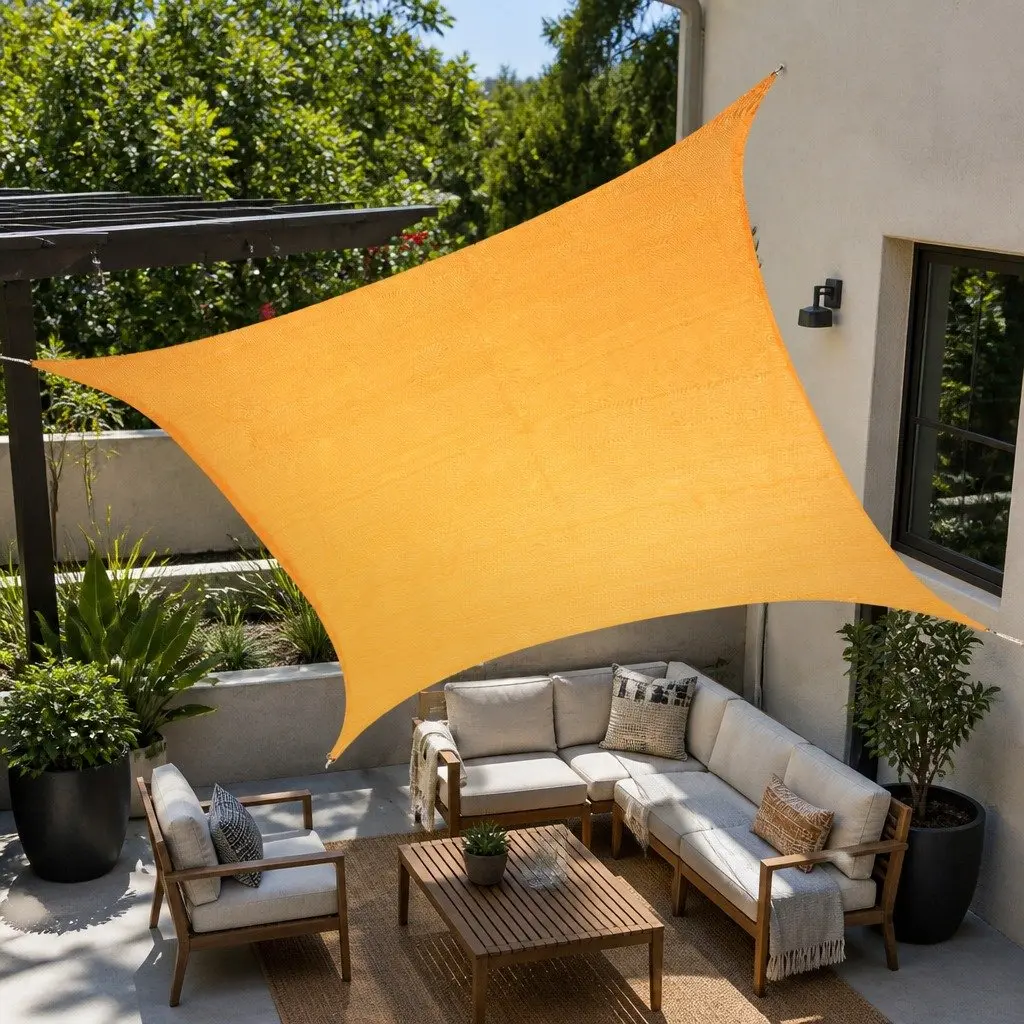 Rectangle Sun Shade Sail 5m x 5m Outdoor Garden Canopy UV Protection Beige