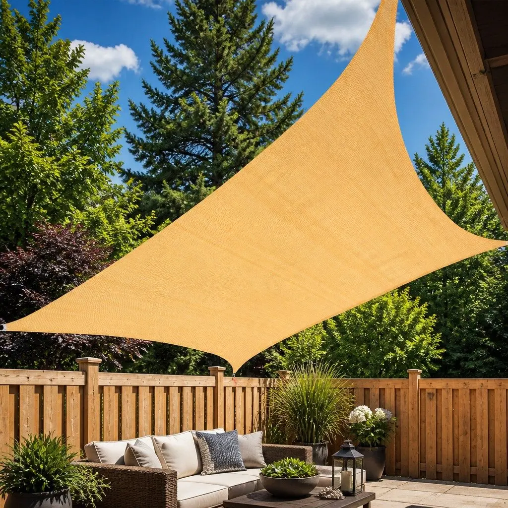 Rectangle Sun Shade Sail 5m x 5m Outdoor Garden Canopy UV Protection Beige
