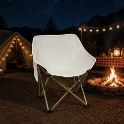 Beige Portable Camping Moon Chair with Durable Fabric