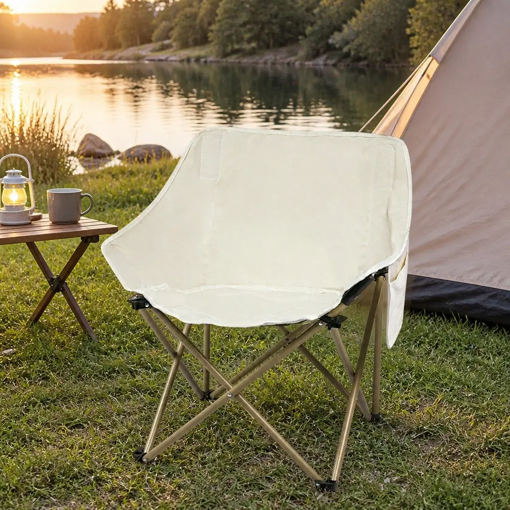 Camping Moon Chair Lightweight Portable 600D Oxford Fabric Beige