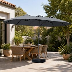 Sturdy Double-Sided Patio Umbrella 4.5M with Stand Grey