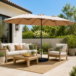 High-Quality Double-Sided Patio Umbrella 4.5M Khaki