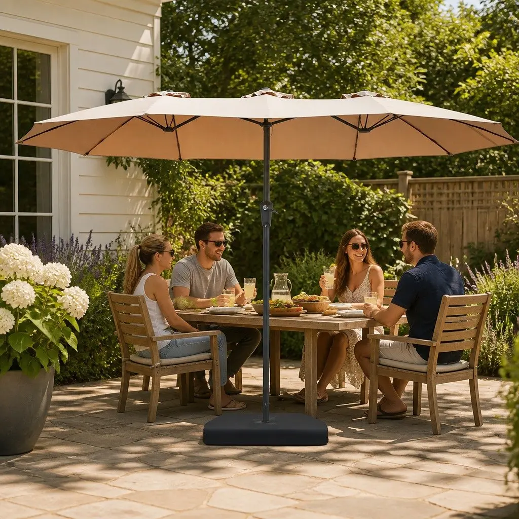 Double-Sided Patio Umbrella 4.5M Khaki