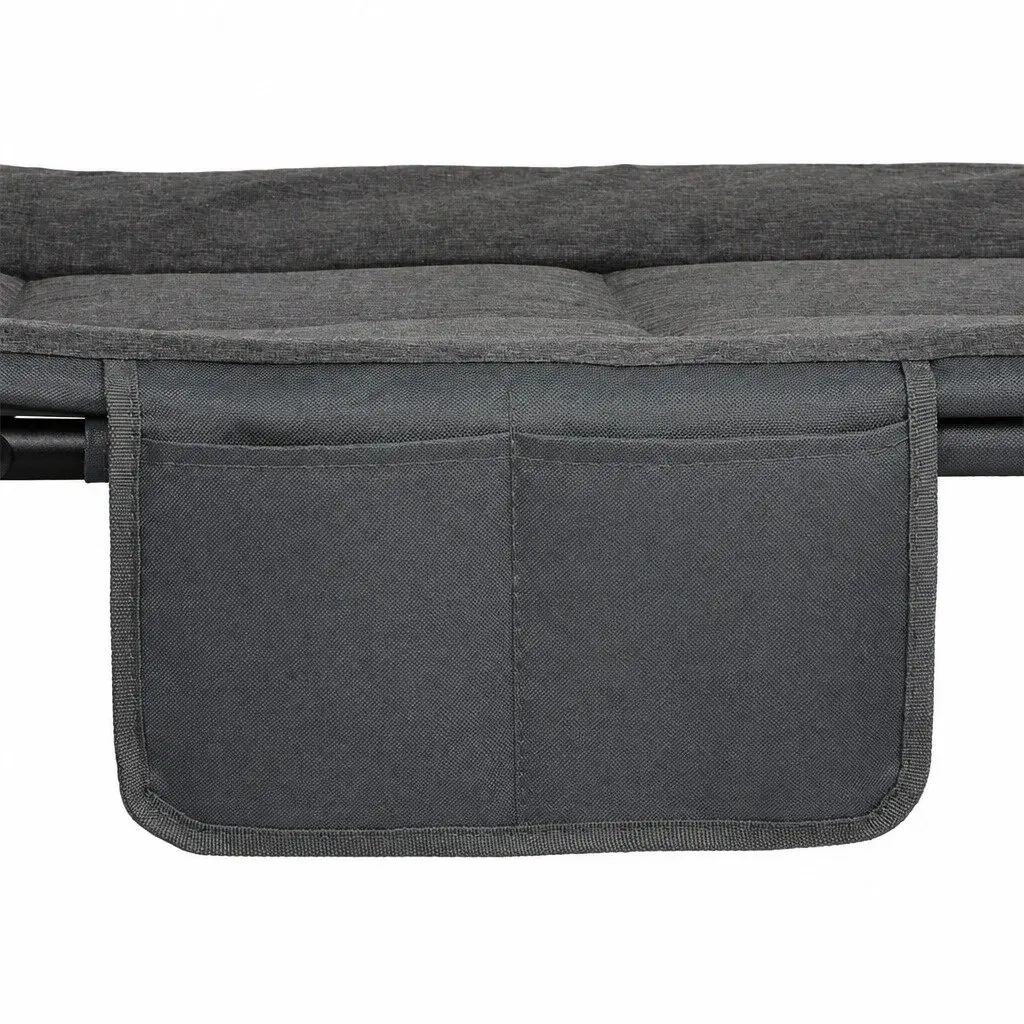 Dark Grey Folding Camping Cot with Adjustable Backrest