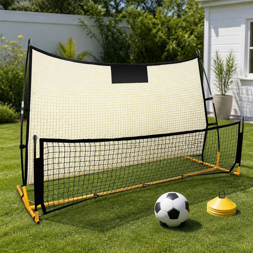 Soccer Rebounder Net Fibreglass Steel 210cm x 120cm Black