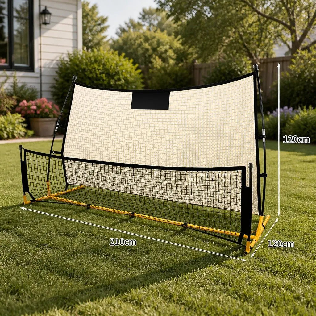 Soccer Rebounder Net Fibreglass Steel 210cm x 120cm Black