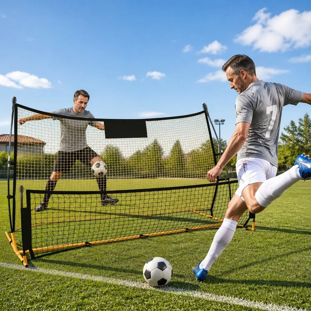 Soccer Rebounder Net Fibreglass Steel 210cm x 120cm Black