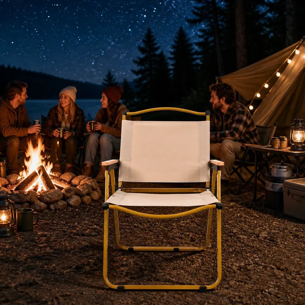 Folding Camping Chair 600D Oxford Fabric Lightweight Beige