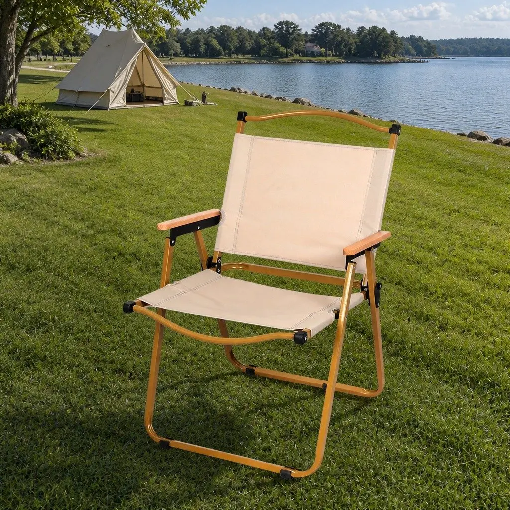 Folding Camping Chair 600D Oxford Fabric Lightweight Beige