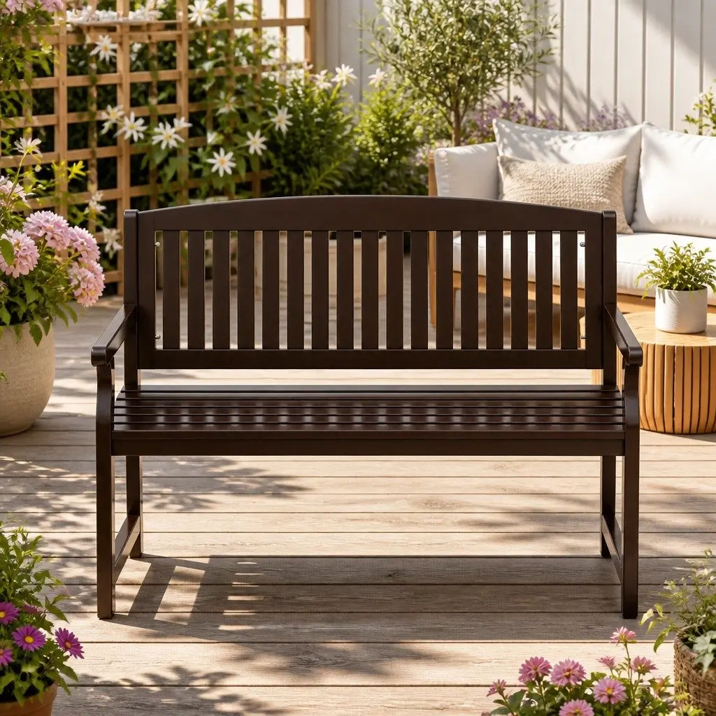 Outdoor Garden Bench Fir Wood 2 Seater Brown