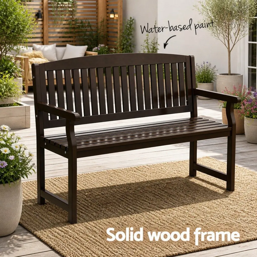 Outdoor Garden Bench Fir Wood 2 Seater Brown