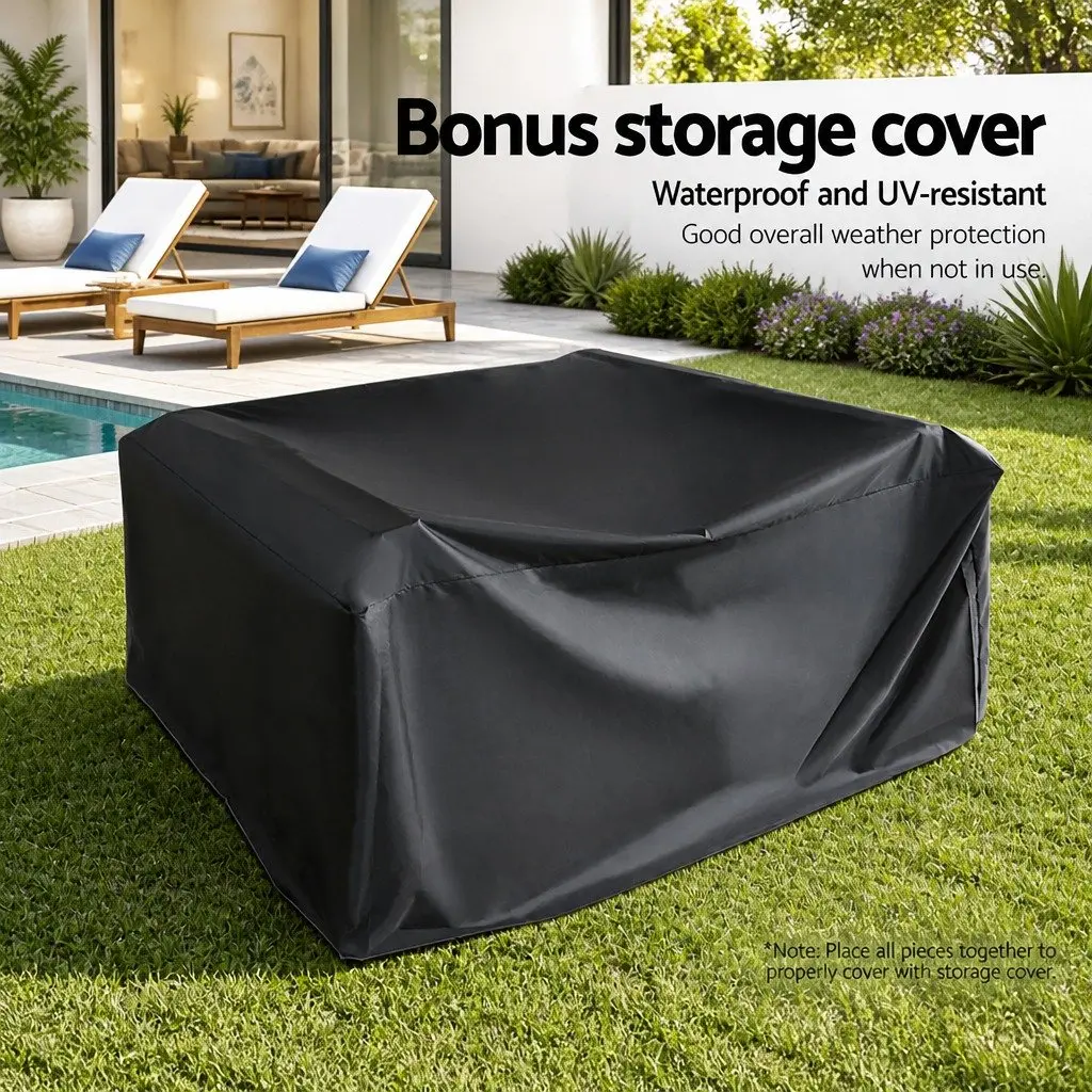4 Piece Outdoor Rattan Sofa Set Steel Black 5cm Cushion