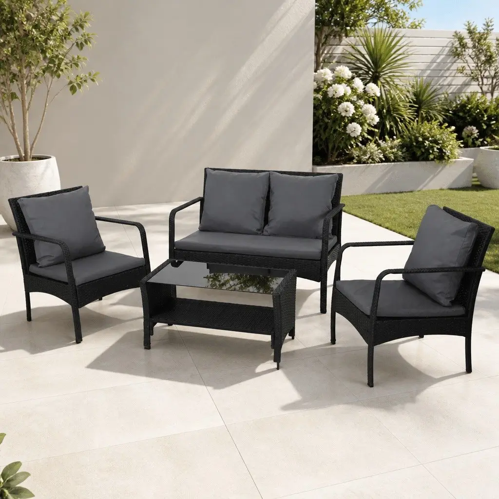 4-Piece Wicker Outdoor Sofa Set for Patio